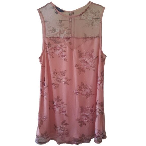 Apt. 9 Peach Floral Sleeveless Blouse - Picture 1 of 3